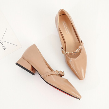 单鞋中跟粗跟鞋工作鞋女黑色职业面试舒适尖头浅口女士酒店高跟鞋