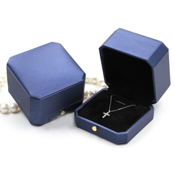 浅金色拉丝首饰盒 求婚钻戒盒吊坠盒 欧式复古八角首饰盒e1 宝蓝八角
