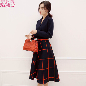 婼黛芬2016新款女装显瘦连衣裙秋冬长袖0326 大红色 L