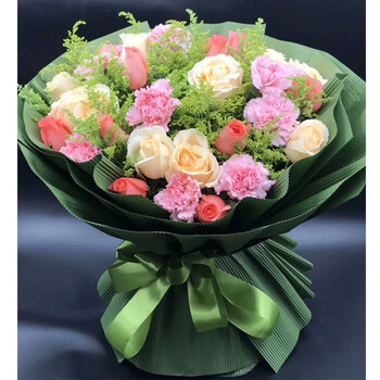 生日送长辈老师妈妈 康乃馨百合混搭花束 长春鲜花同城速递订花