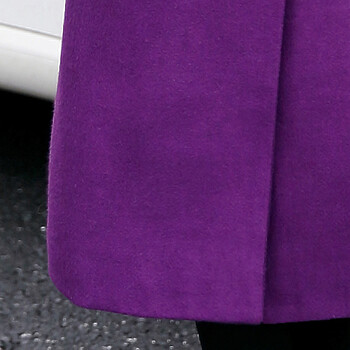 蝶琪妮  2015冬季新款长款加棉系带毛呢大衣女D-57 紫  色  M