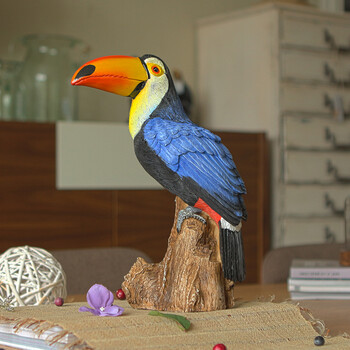 美式田园动物装饰摆件家庭雕塑可爱创意客厅橱窗摆台仿真 巨嘴鸟