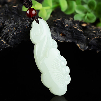 正品新疆玉器天然玉石和田玉如意吊坠男女玉坠挂件项链带证书