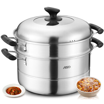 
                                        爱仕达蒸锅ASD 30CM可视不锈钢蒸锅 多用双层蒸锅锅具C1530 带蒸笼蒸屉                