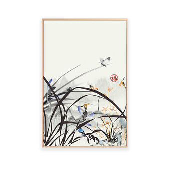 中国风装饰画客厅中式水墨画有框挂画荷叶风景墙面画餐厅书房油画 d