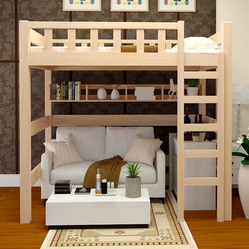 梵楷林 实木高架床上床下桌多功能成人床组合床 高架床(清漆) 1000*