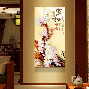 古达 竖版玄关装饰画单联无框画客厅过道走廊挂画风景壁画大尺寸巨幅