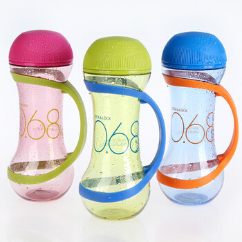 乐扣乐扣硅胶手柄户外防漏哑铃塑料水杯 蓝色560ml
