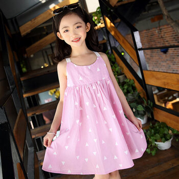 童装女童夏装2018韩版时尚中大童清爽吊带裙子儿童连衣裙 浅粉色 140