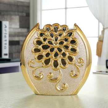 镀金花瓶插花家居摆件装饰品客厅电视柜酒柜陶瓷结婚礼物开业礼品