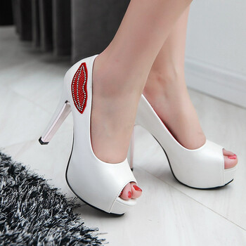 帛屐2017春夏季单鞋女水钻凉鞋女鱼嘴鞋粗跟女鞋高跟鞋潮鞋婚鞋伴娘鞋