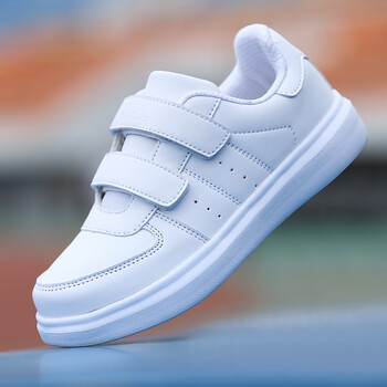 jswz儿童白鞋白波鞋小白鞋女中大童白球鞋小学生鞋子男童鞋白色运动鞋