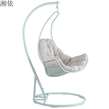 吊篮吊椅秋千铁艺阳台书房摇篮椅室内休闲单人吊椅 浅粉色