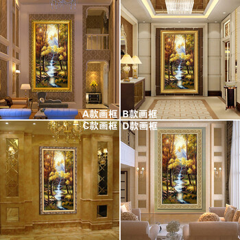 雅创油画  欧式有框手绘油画古典山水风景关走廊简约挂画酒店装饰画 A款框画面 90*180CM