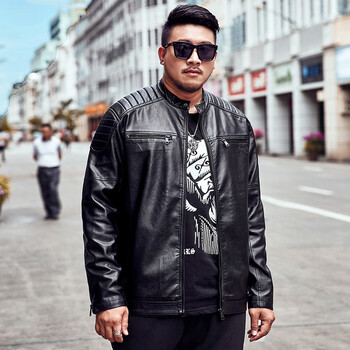 极漠大码男装春秋季胖子外套韩版潮流宽松加肥加大肥佬肥胖皮衣夹克