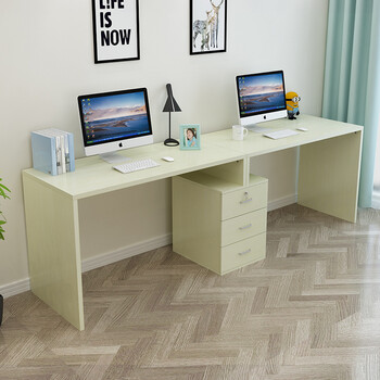 双人电脑桌台式桌 家用写字台经济型书桌 带抽屉柜书桌办公桌组合