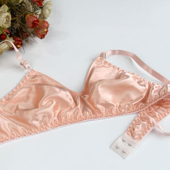 桑蚕丝双面真丝无海绵无钢圈超薄文胸内衣 橘粉色 34-75a/b