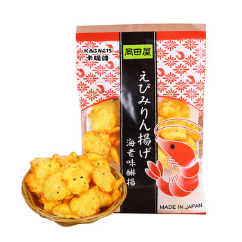 日本进口零食 卡昵诗 冈田屋虾味脆片 虾片 办公休闲零食65g 虾片65g*