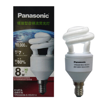 松下（Panasonic）螺旋型节能灯8W E14灯头 6只装 冷光/日光色
