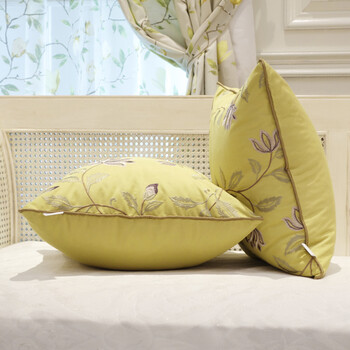 
                                        avigers 田园绣花沙发抱枕靠垫  床头汽车靠背垫 春花傍柳绿 45cm*45cm含芯                