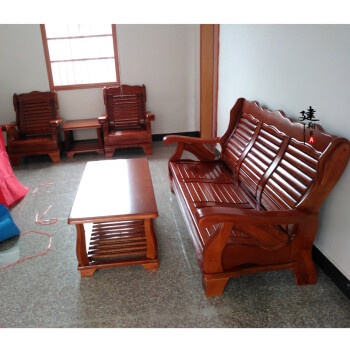中式实木沙发客厅组合沙发仿沙发香樟木槟榔木老式乡村沙发 三人位