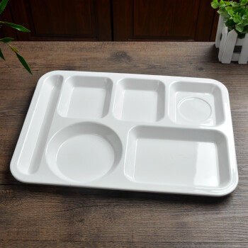 食堂餐盘勺筷杯酒店公司员工饭堂餐盘西餐盘塑料分餐盘141英寸长方六