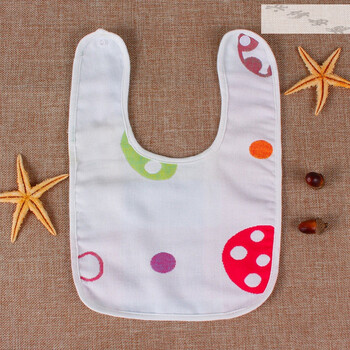 婴儿口水巾纱布 宝宝口水兜围嘴饭兜 新生儿童系带小围兜圆 蘑菇口水