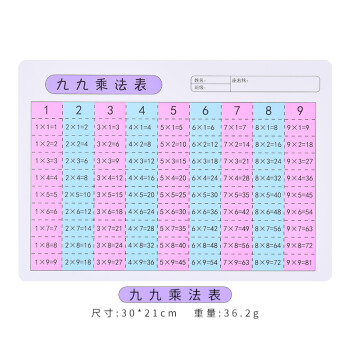 儿童课桌垫板学生写字防水垫乘法口诀英文