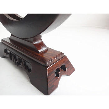 黑紫檀玉石平安扣摆件实木底座木托玉扣玉璧怀古支架玉片架 37厘米