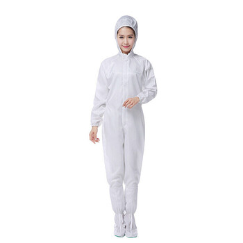 防静电服连体服连帽防尘服衣服洁净服劳保工作服带帽无尘室车间 白色