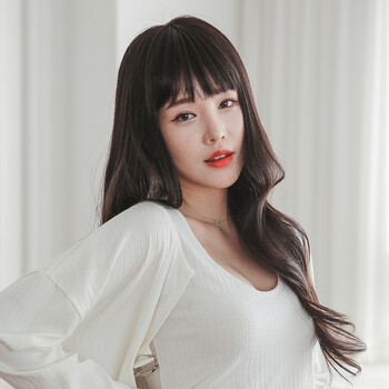 女士真人发丝长发卷发套 齐刘海 无痕递针全手织 sc009卷发 栗色70cm