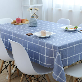 布防水防油防烫免洗桌布pvc塑料台布网红长方形茶几桌垫 深蓝色格子