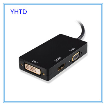 displayport轉hdmi dvi vga三合一轉接線 dp to hdmi電腦轉換器 黑色