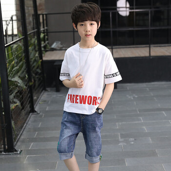 童装男童2018新款夏装套装中大童两件套8儿童男孩帅气夏季10岁9潮