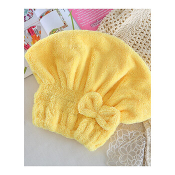 日本购儿童防水浴帽宝宝洗澡帽 小孩超吸水加厚卡通干发帽毛巾 黄色
