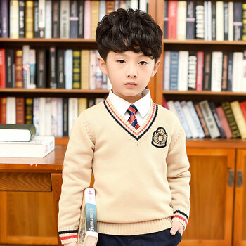 儿童班服春秋冬季男童装英伦学院风幼儿园服男生小学生装校服毛衣 土