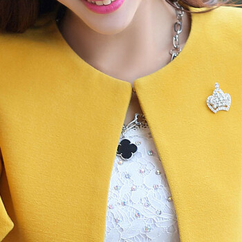 琳卡莱2015秋冬装新款 韩版毛呢大码女装中长款呢大衣 LM6758A 黄色 XXL(120-135斤)
