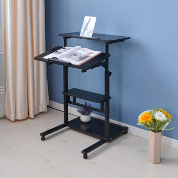 广翔站立笔记本电脑桌简约现代折叠桌家用台式办公桌简易可升降站立式