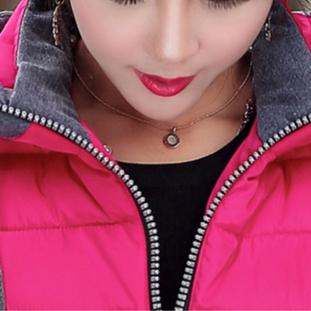 澳奇美（Aoqimei）2015冬装新款韩版糖果色中长款马甲女加厚连帽马夹背心1663 红色 XXXL