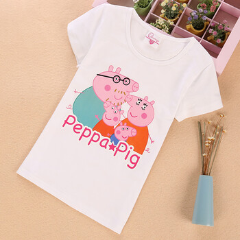 佩佩猪女童t恤短袖卡通小猪佩奇3岁儿童装上衣5宝宝衣服6薄款夏季