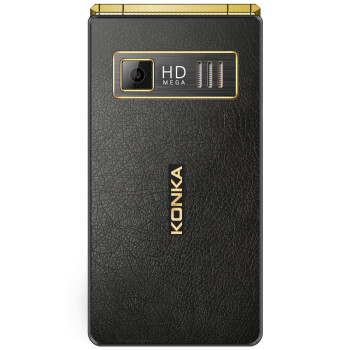康佳（KONKA）K66 移动/联通2G翻盖老人手机 黑色+金色
