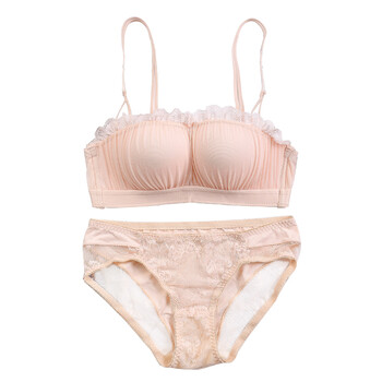 抹胸内衣女无钢圈套装拢裹胸式薄款性感收副乳文胸下垂 肤色 32/70