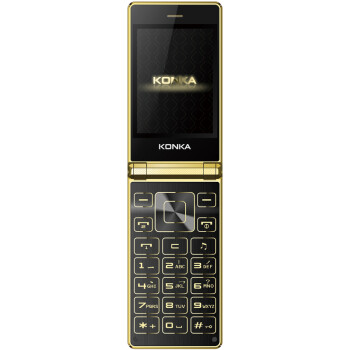 康佳（KONKA）K66 移动/联通2G翻盖老人手机 黑色+金色