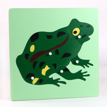 蒙氏手抓板木质幼儿早教拼图儿童玩具力1-2-3周岁半宝宝 青蛙(m)