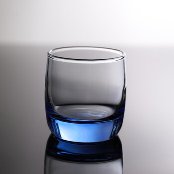 蓝色圆形玻璃水杯酒店餐厅茶杯酒杯水杯漱口杯洋酒杯威士忌杯 200毫升