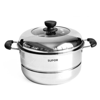 
                                        苏泊尔（SUPOR） 蒸锅304不锈钢双层复底蒸鱼蒸蒸锅28cm二层大蒸笼电磁炉燃气通用SZ28B2                