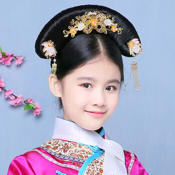 新款儿童女童古装清朝宫廷格格公主还珠格格甄嬛满族演出服装旗服 旗