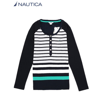 诺帝卡 NAUTICA 女士 新款 长袖T恤 51KC09 深蓝色 4NV XL