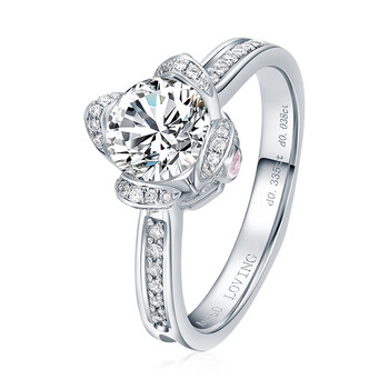 loving/爱在此时 18k金钻石戒指拱形哥特式粉蓝宝活口戒指佛罗伦萨