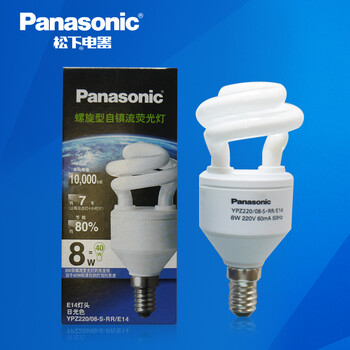 松下（Panasonic）螺旋型节能灯8W E14灯头 6只装 冷光/日光色